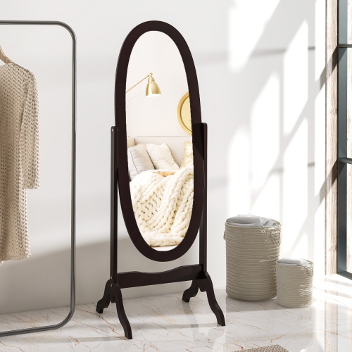 Miroir pleine longueur de HOMCOM, miroir de corps autonome avec cadre ovale, angle réglable pour dressing, chambre, salon, café