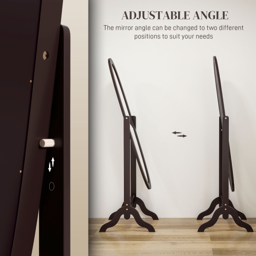 Miroir pleine longueur de HOMCOM, miroir de corps autonome avec cadre ovale, angle réglable pour dressing, chambre, salon, café