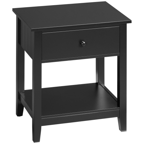 HOMCOM  Modern Nightstand, Side Table With Drawer And Storage Shelf, End Table for Living Room, 19.7" X 13.8" X 23.6" In Black