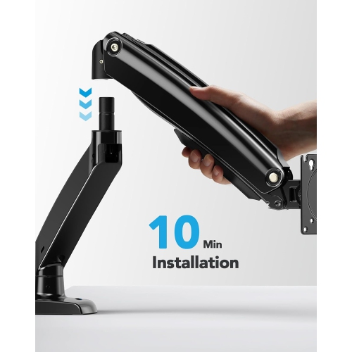 Single Monitor Arm Holds 26.48 lbs, Ultrawide Computer Monitor Stand for 35 inch Screens, Upgraded Adjustable Monitor Mount with USB, C-Clamp &