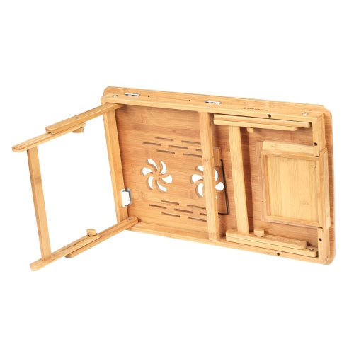 SONGMICS Bamboo Laptop Desk Serving Bed Tray Breakfast Table Tilting Top with Drawer ULLD001