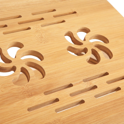 SONGMICS Bamboo Laptop Desk Serving Bed Tray Breakfast Table Tilting Top with Drawer ULLD001