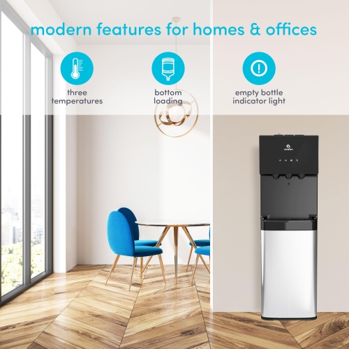 Avalon – distributeur d’eau à chargement par le bas, 3 températures, homologué UL/Energy Star, noir et acier inoxydable
