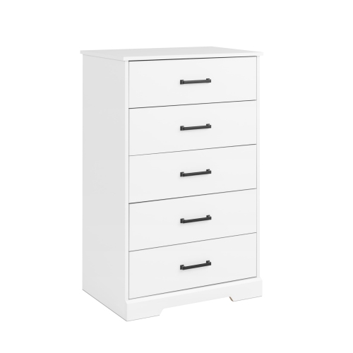 Prepac – Commode pour chambre à coucher, commode à 5 tiroirs, 18,5 prof. X 27,5 larg. X 43,5 haut., blanc rustique