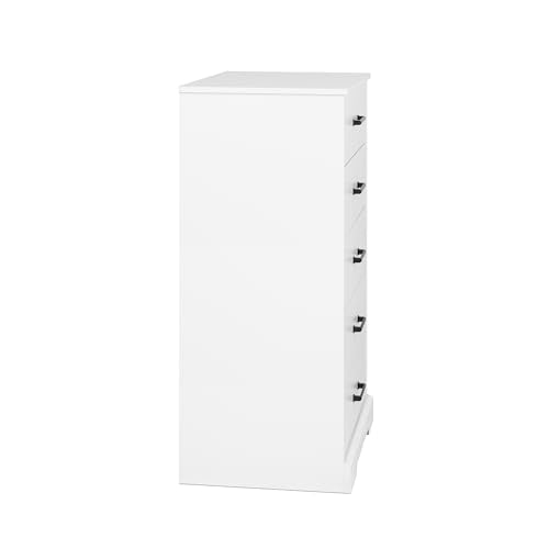 Prepac – Commode pour chambre à coucher, commode à 5 tiroirs, 18,5 prof. X 27,5 larg. X 43,5 haut., blanc rustique