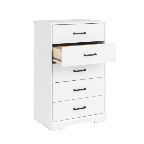 Prepac – Commode pour chambre à coucher, commode à 5 tiroirs, 18,5 prof. X 27,5 larg. X 43,5 haut., blanc rustique