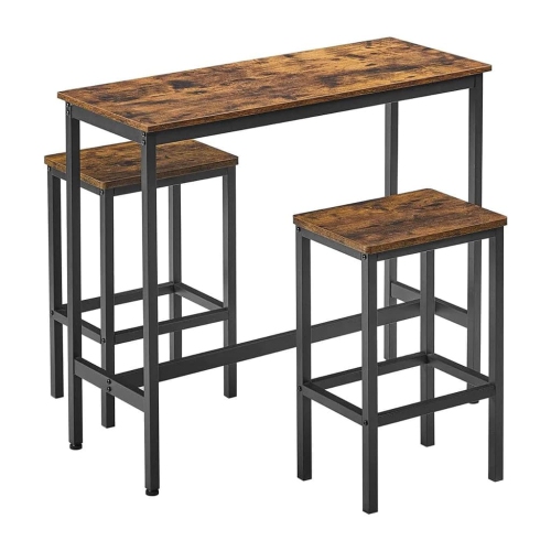 VASAGLE  Dining Table Set, Bar Table And Chairs Set, Industrial, Rustic And Black Ulbt218B01 In Brown