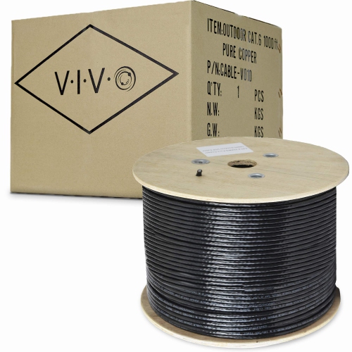 VIVO  305M Bulk Cat6, Full Copper Ethernet Cable, 23 Awg, Cat-6 Wire, Waterproof, Outdoor, Direct Burial (Cable-V.. In Black