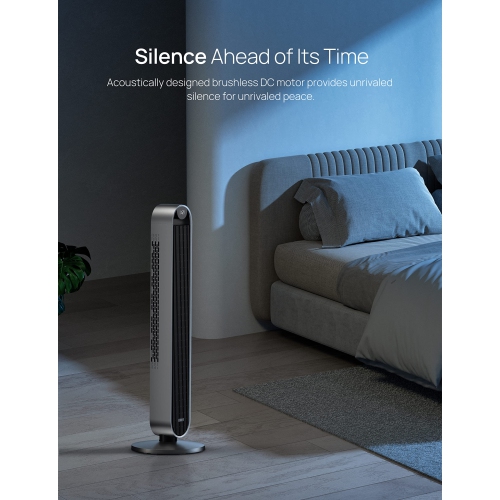 Ventilateur vertical oscillant à 120° Dero Pilot Max, ventilateur sans pales de 42 po pour chambre à coucher, moteur c.c. silencieux 25 dB,