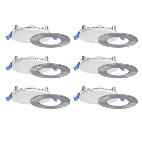 NADAIR 3’’ LED Recessed Ultra Slim Lights, 6-Pack, IC Rated, Dimmable, 6W=50W, 450 Lumens, 4000K