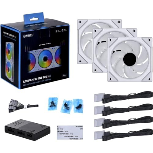 Lian Li UNI Fan SL-INF 120 RGB Infinity Mirror ARGB Fan 120mm White 3-Pack Controller