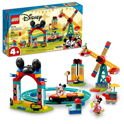 LEGO Disney Mickey and Friends – Mickey, Minnie and Goofy’s Fairground Fun 10778 Building Toy Set(184 Pieces)