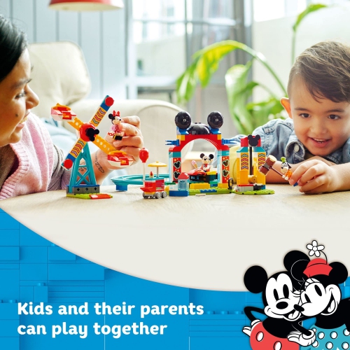 LEGO Disney Mickey and Friends – Mickey, Minnie and Goofy’s Fairground Fun 10778 Building Toy Set(184 Pieces)