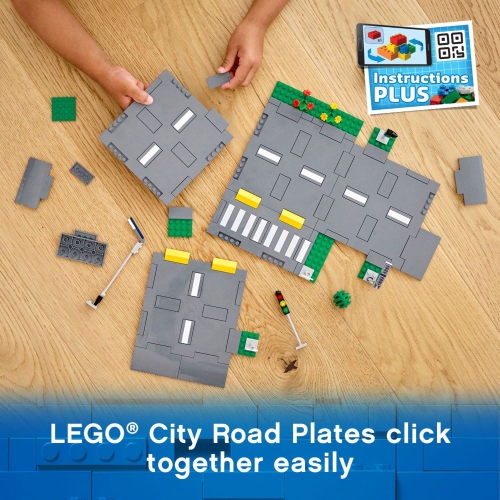 LEGO City Road Plates 60304 - Building Toy Set, Featuring Traffic Lights, Trees, Glow in The Dark Bricks, Ages 5+