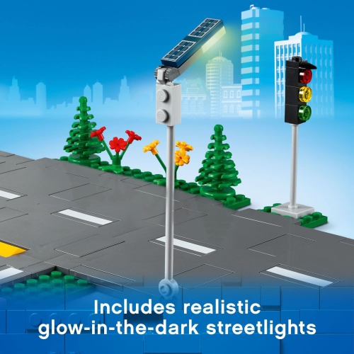 LEGO City Road Plates 60304 - Building Toy Set, Featuring Traffic Lights, Trees, Glow in The Dark Bricks, Ages 5+
