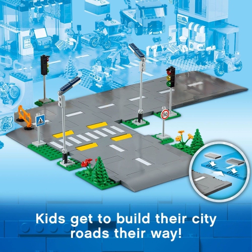 LEGO City Road Plates 60304 - Building Toy Set, Featuring Traffic Lights, Trees, Glow in The Dark Bricks, Ages 5+