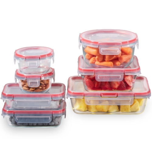 PYREX  Freshlock 14-Piece Mixed Size Glass Food Storage Meal Prep Container Set, Airtight & Leakproof With Locking Lids