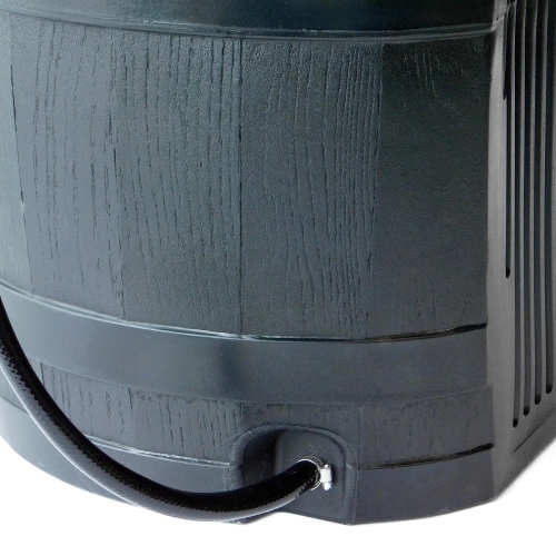 FCMP Outdoor RC45-BLK Rain Barrel - Water Rain Catcher Barrel with Flat Back for Watering Outdoor Plants