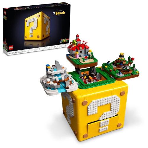 LEGO Super Mario 64 Question Mark Block 71395, 3D Model Set for Adults with 4 Microscale Game Levels: Peach’s Castle