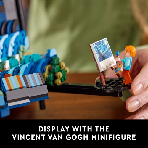 LEGO Ideas Vincent Van Gogh The Starry Night, Unique 3D Wall Art for Home Décor or Table Display with Artist Minifigure