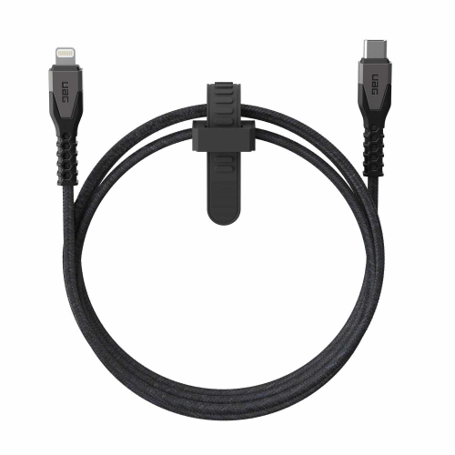 UAG  Rugged Kevlar Core USB-C to Lightning Charge/sync Cable 5Ft | Black/grey 