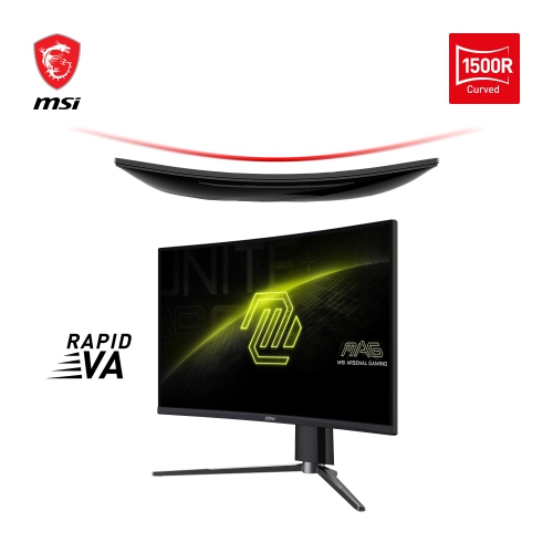 MSI 27" WQHD 180Hz 0.5ms Curved 1500R Rapid VA LED Gaming Monitor, Tilt, Swivel, Height adjustable, Adaptive Sync, VESA Mountable (MAG 27CQ6PF)