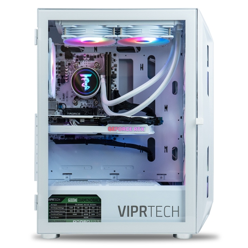 ViprTech Ghost 4.0 Liquid-Cooled PC - AMD Ryzen 7, RTX 5060 Ti 8GB, 16GB DDR4 3200, 1TB NVMe SSD, VR-Ready, Streaming, Win 11, Gaming Desktop