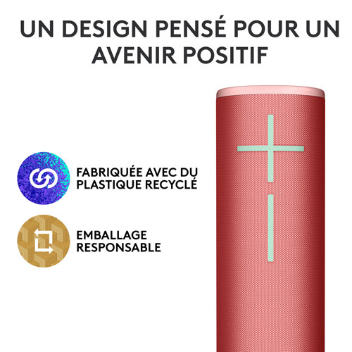 Haut-parleur sans fil Bluetooth étanche MEGABOOM 4 d'Ultimate Ears - Rouge framboise