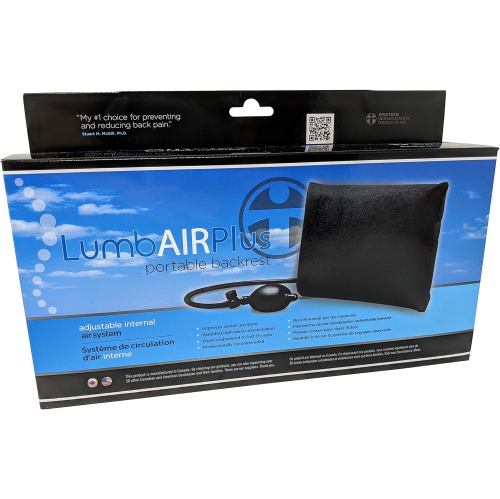 LumbAIR Plus Portable Backrest, Inflatable Lumbar Support Cushion with Adjustable Internal Air System, One Size Ergonomic for Office, Home, Car,