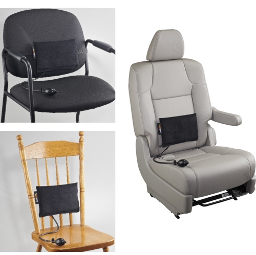 LumbAIR Plus Portable Backrest, Inflatable Lumbar Support Cushion with Adjustable Internal Air System, One Size Ergonomic for Office, Home, Car,