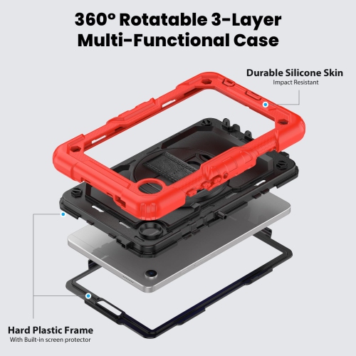 navor for Samsung Galaxy Tab A9 Case 8.7-inch 2023 with Built-in Screen Protector Shockproof Adjustable Strap 360 Rotating for SM-X110/X115/X117