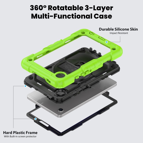 navor for Samsung Galaxy Tab A9 Case 8.7-inch 2023 with Built-in Screen Protector Shockproof Adjustable Strap 360 Rotating for SM-X110/X115/X117
