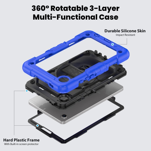 navor for Samsung Galaxy Tab A9 Case 8.7-inch 2023 with Built-in Screen Protector Shockproof Adjustable Strap 360 Rotating for SM-X110/X115/X117