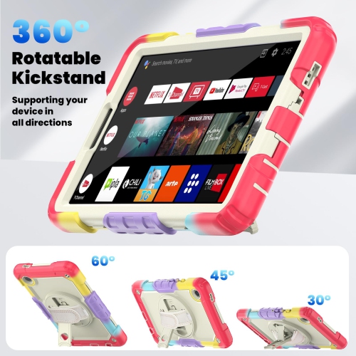 navor for Samsung Galaxy Tab A9 Case 8.7-inch 2023 with Built-in Screen Protector Shockproof Adjustable Strap 360 Rotating for SM-X110/X115/X117