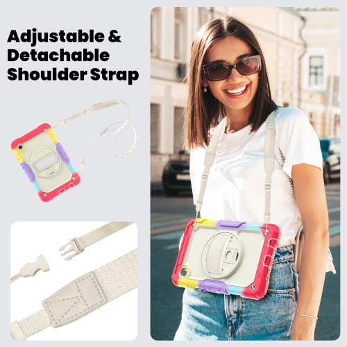 navor for Samsung Galaxy Tab A9 Case 8.7-inch 2023 with Built-in Screen Protector Shockproof Adjustable Strap 360 Rotating for SM-X110/X115/X117