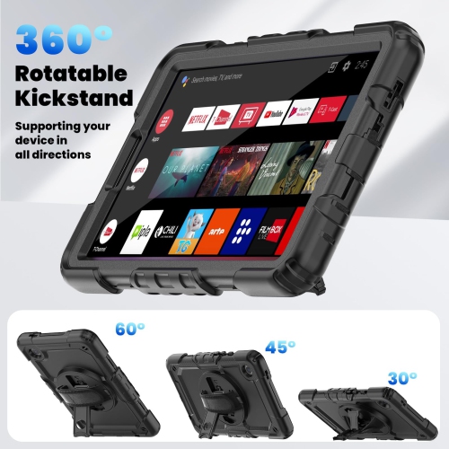 navor for Samsung Galaxy Tab A9 Case 8.7-inch 2023 with Built-in Screen Protector Shockproof Adjustable Strap 360 Rotating for SM-X110/X115/X117