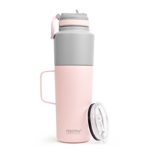 Bouteille d'eau isotherme avec couvercle à paille de 30 oz et tasse de café isotherme en acier inoxydable de 20 oz d'Asobu