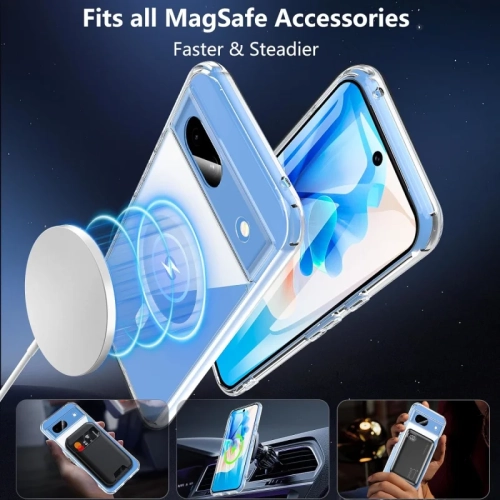 Pixel 8a Case Compatible with MagSafe | Shockproof, Magnetic, Clear Bumper Cover with Screen Protector