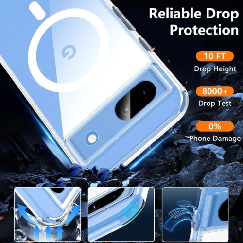Pixel 8a Case Compatible with MagSafe | Shockproof, Magnetic, Clear Bumper Cover with Screen Protector