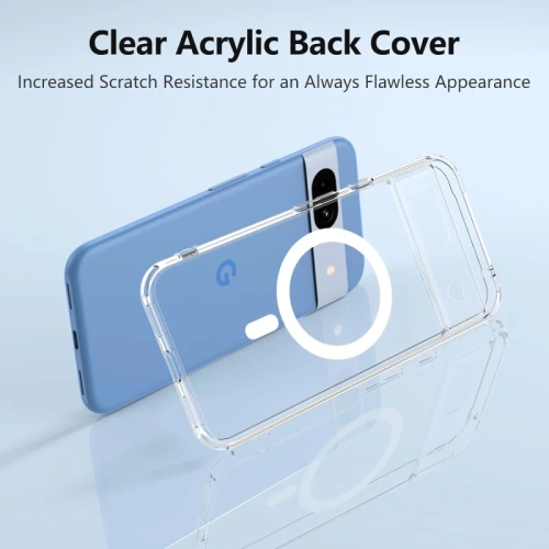 Pixel 8a Case Compatible with MagSafe | Shockproof, Magnetic, Clear Bumper Cover with Screen Protector