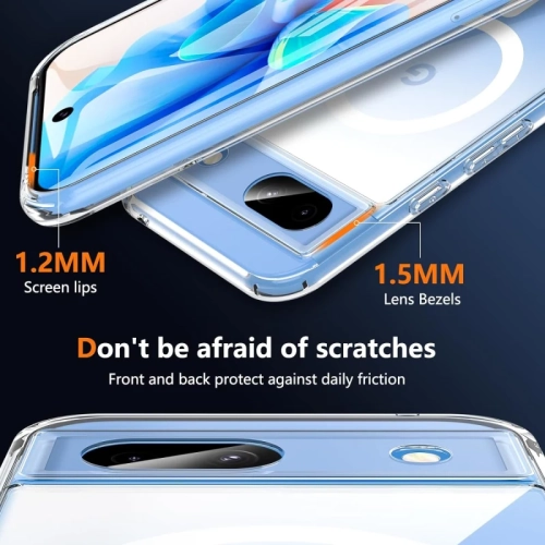 Pixel 8a Case Compatible with MagSafe | Shockproof, Magnetic, Clear Bumper Cover with Screen Protector