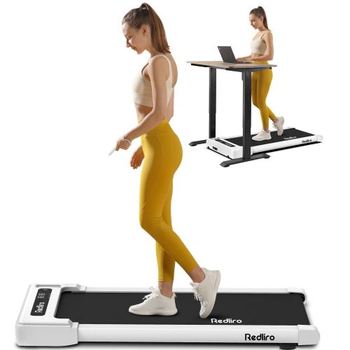 REDLIRO Walking Pad Treadmill Under Desk, Portable Mini Treadmill 265lbs Max Weight, Installation-Free Jogging Machine for Home/Office - White