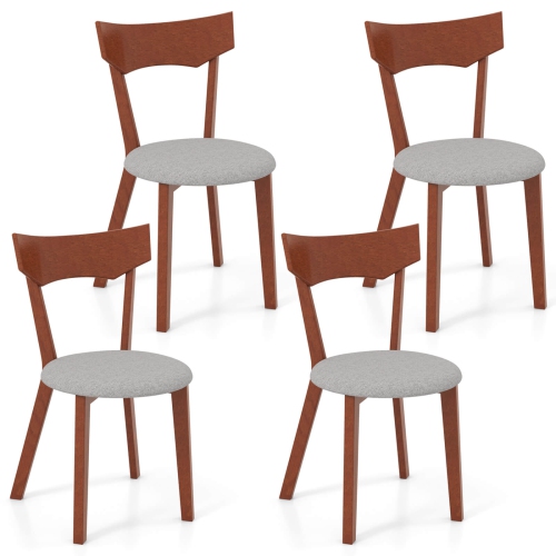 COSTWAY  Wooden Armless Dining Chair Set Of 4 With Rubber Wood Legs Padded Seat Cushion