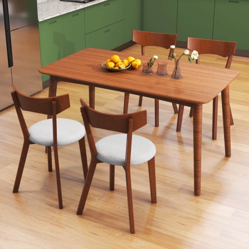 Costway Wooden Armless Dining Chair Set of 4 with Rubber Wood Legs Padded Seat Cushion
