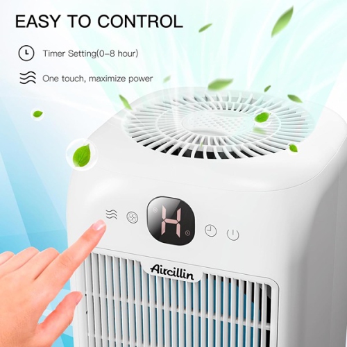 Aircillin ‎15.24 x 15.24 x 38.1 cm Air purifiers for bedrooms up to 690 square feet using the H13 True HEPA Filter White