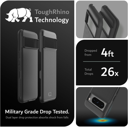 Étui MergeGrip de TUDIA pour Pixel 8 Pro de Google de qualité militaire - Noir mat