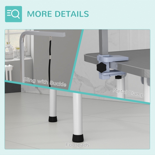 PawHut 32in Foldable Dog Grooming Table for Small Dogs, Pet Grooming Table for Dogs Cats with Adjustable Arm, Non-Slip Surface, Grey