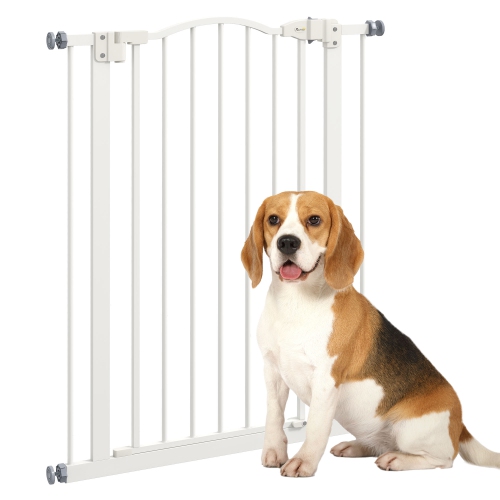 PawHut – très grande barrière pour chiens avec porte, ajustement à pression, fermeture automatique, double verrouillage pour entrées de porte escalie