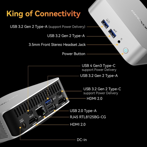 GEEKOM A8 AI Mini PC, AMD Ryzen 9 8945HS Mini Computers, 32GB DDR5 5600MHz RAM&2TB PCIe 4.0 SSD, Windows 11 Pro Mini Desktop,Radeon 780M/WiFi