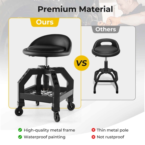 Costway Rolling Seat Mechanic Stool Chair with Tool Tray 4 Universal Wheels for Factory
